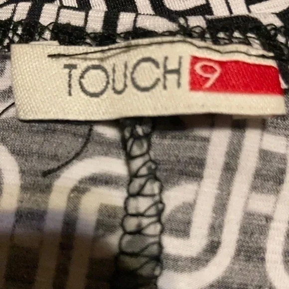 Touch9 no size small/med stretchy wraparound Black & white geometric shape dress - Picture 8 of 10